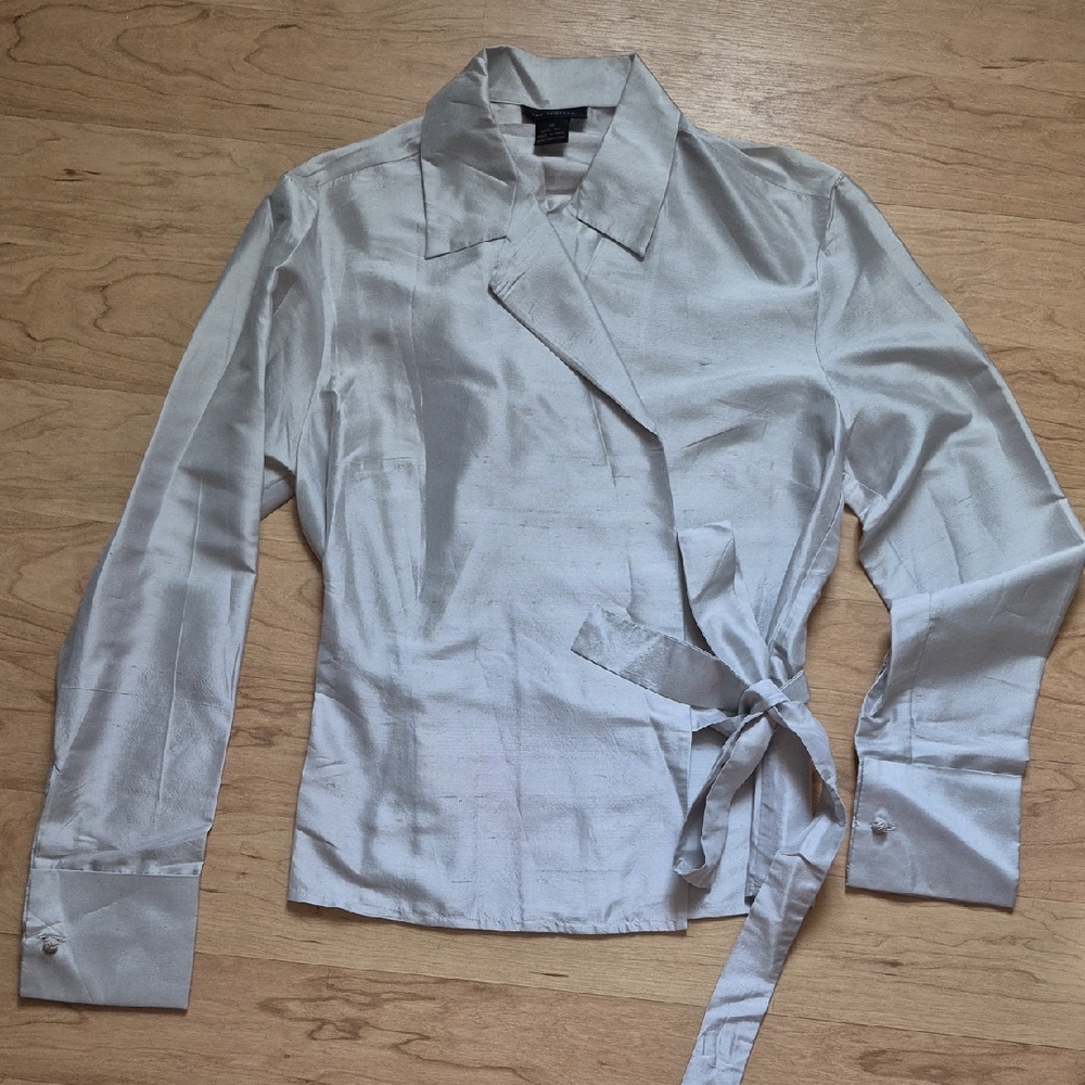 The Limited Silver-Gray Silk Blouse